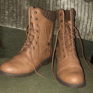 Brown lace up boots